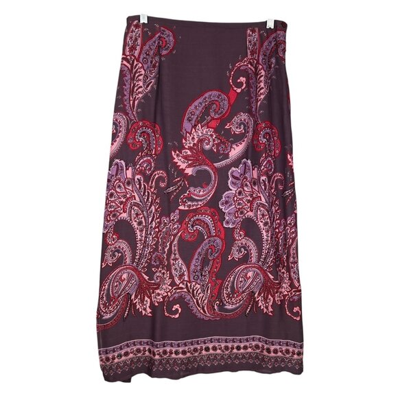 VTG Womens Med Boho Maxi Skirt Paisley Purple Red Beaded Hippie Gypsy Festival - Picture 13 of 13